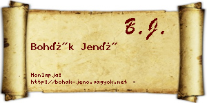Bohák Jenő névjegykártya